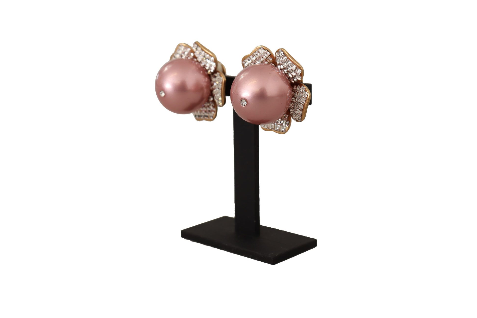 Boucles d'oreilles à clip florales en fausses perles Dolce &amp; Gabbana dorées