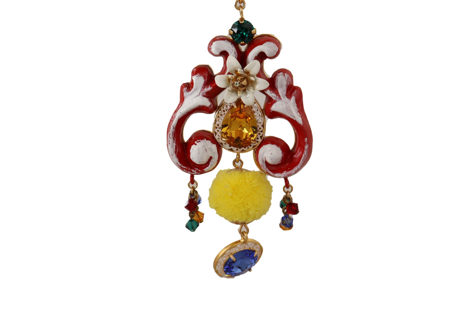 Collier Dolce &amp; Gabbana en laiton doré Carretto Sicily Statement avec chaîne en cristal