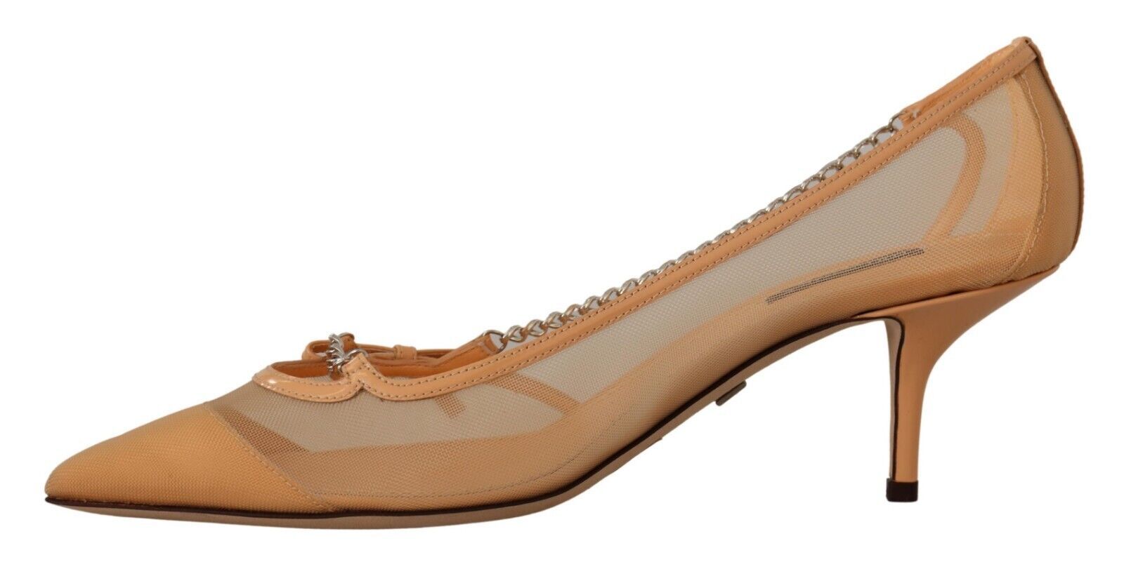 Escarpins à talons et chaînes en cuir et maille pêche Dolce &amp; Gabbana