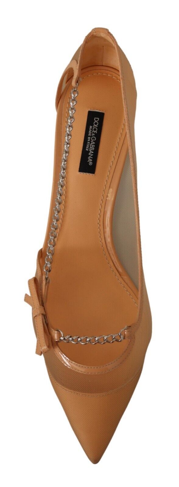 Escarpins à talons et chaînes en cuir et maille pêche Dolce &amp; Gabbana