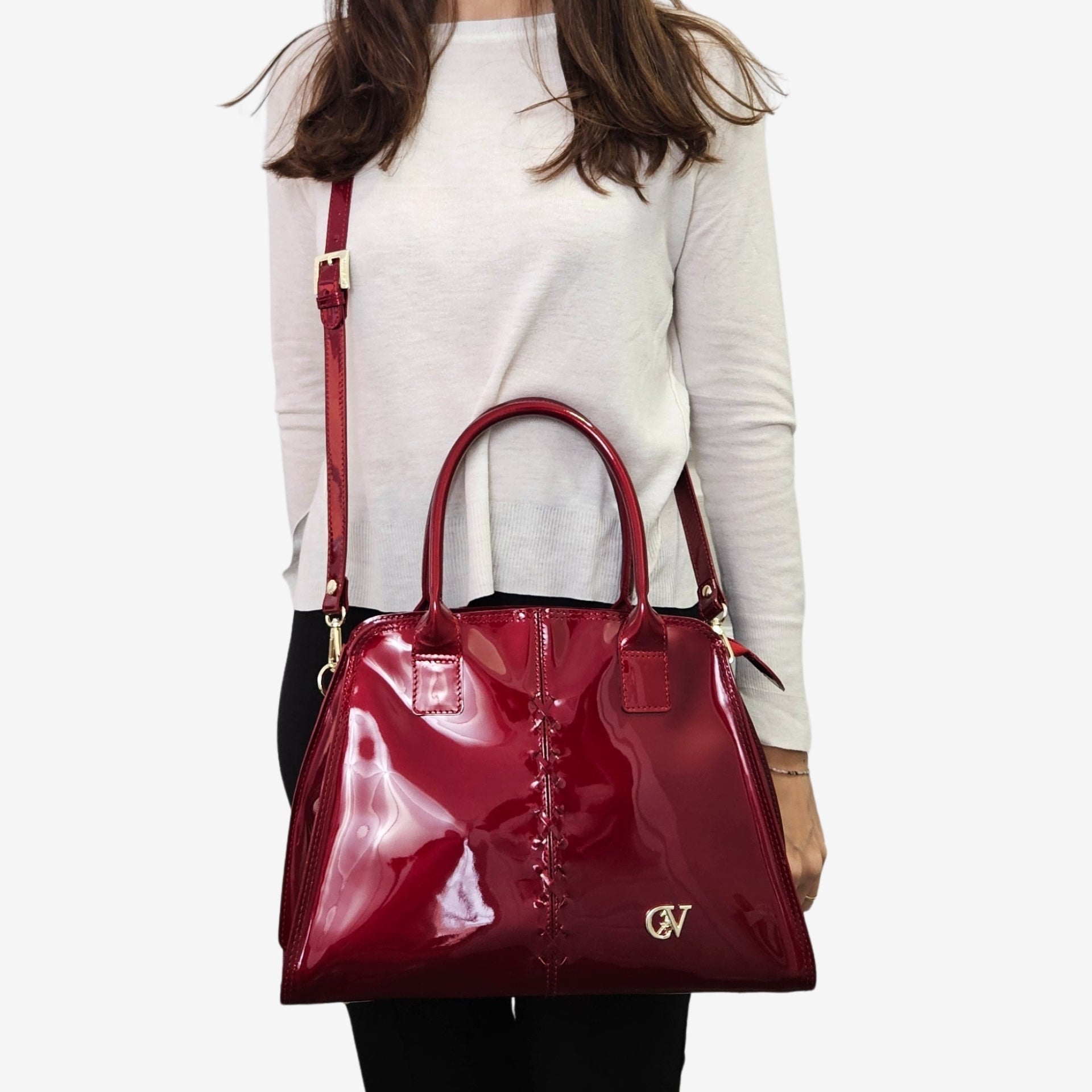 Midnight Rouge Patent Leather Handbag