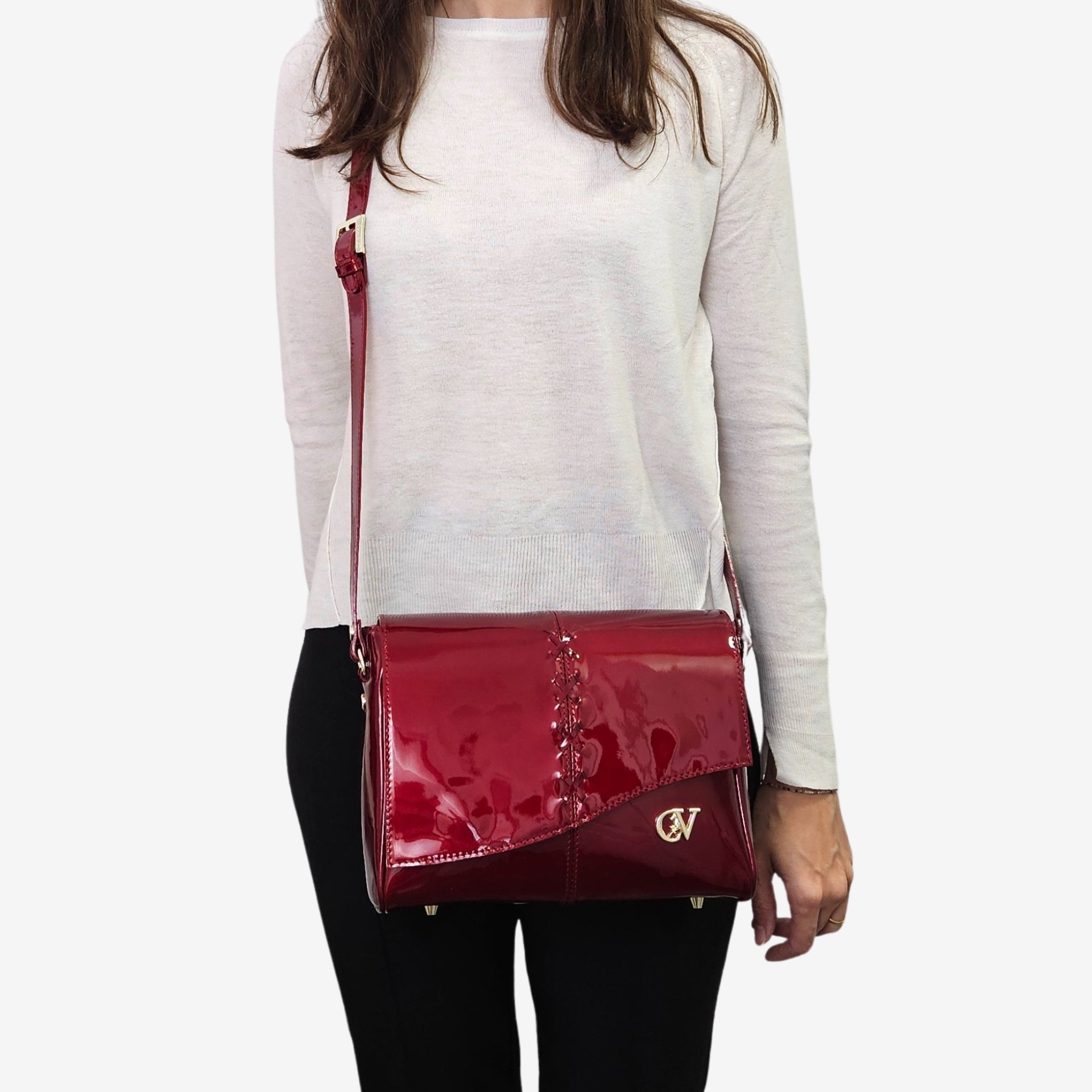 Midnight Rouge Patent Leather Crossbody Bag