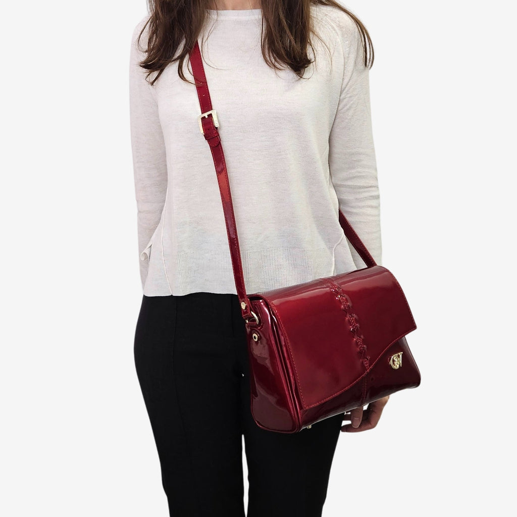 Midnight Rouge Patent Leather Crossbody Bag