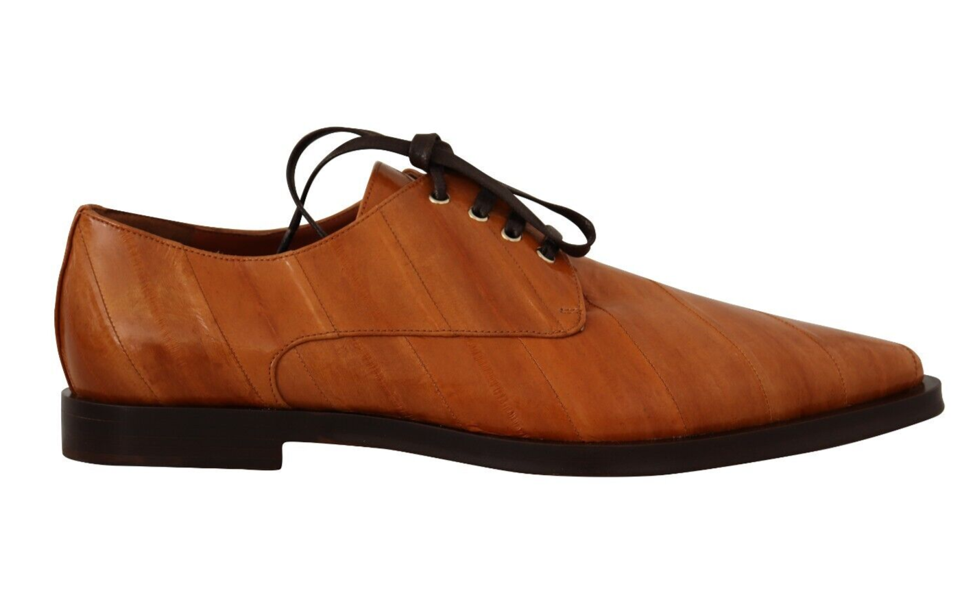 Chaussures habillées à lacets en cuir d'anguille marron Dolce &amp; Gabbana