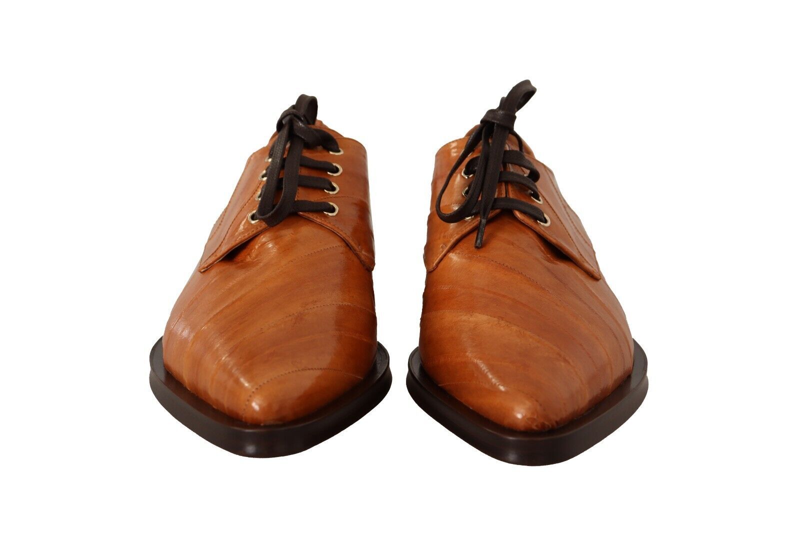 Chaussures habillées à lacets en cuir d'anguille marron Dolce &amp; Gabbana