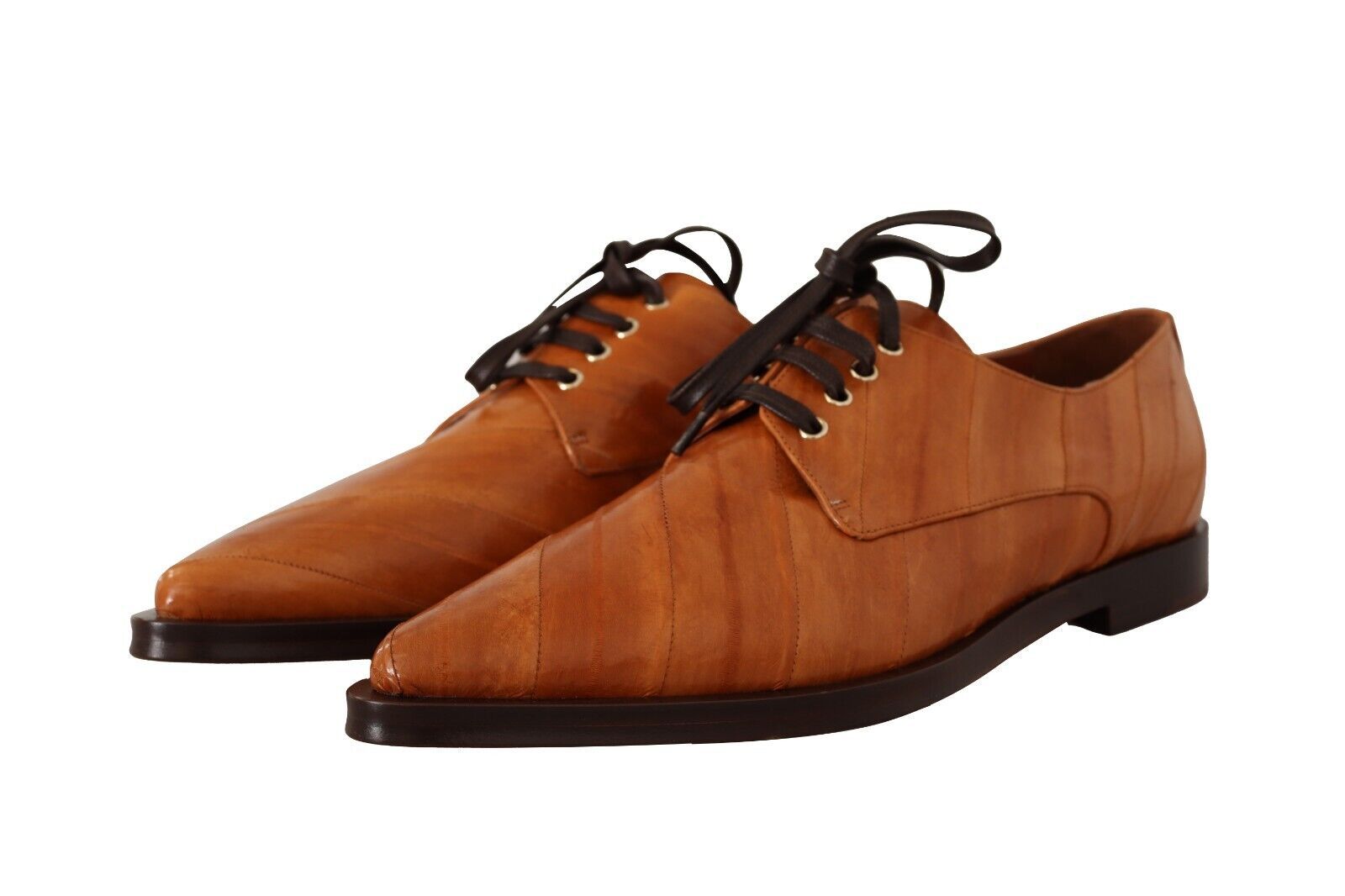 Chaussures habillées à lacets en cuir d'anguille marron Dolce &amp; Gabbana