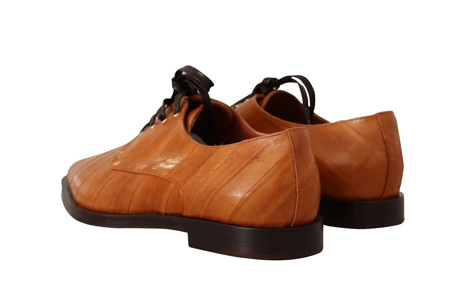 Chaussures habillées à lacets en cuir d'anguille marron Dolce &amp; Gabbana