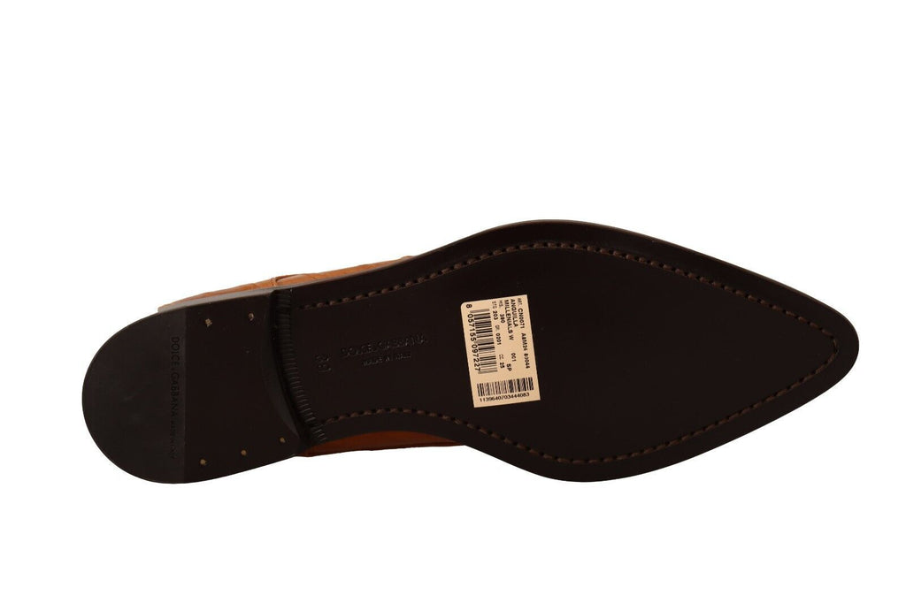 Chaussures habillées à lacets en cuir d'anguille marron Dolce &amp; Gabbana