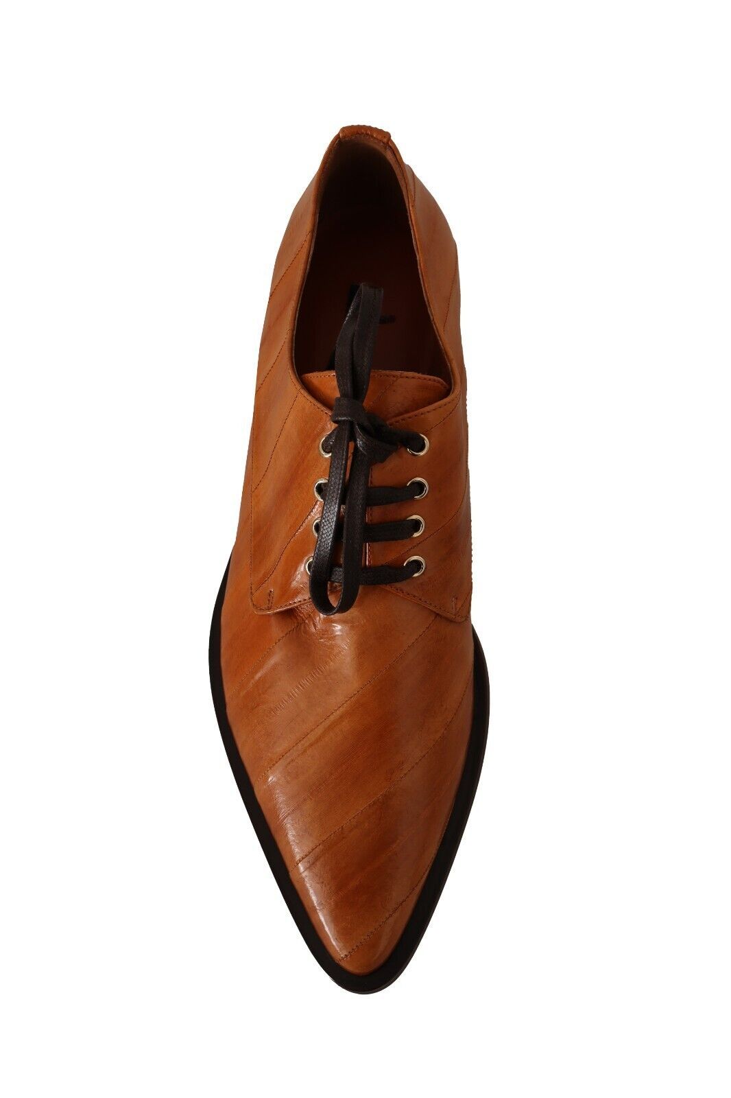 Chaussures habillées à lacets en cuir d'anguille marron Dolce &amp; Gabbana