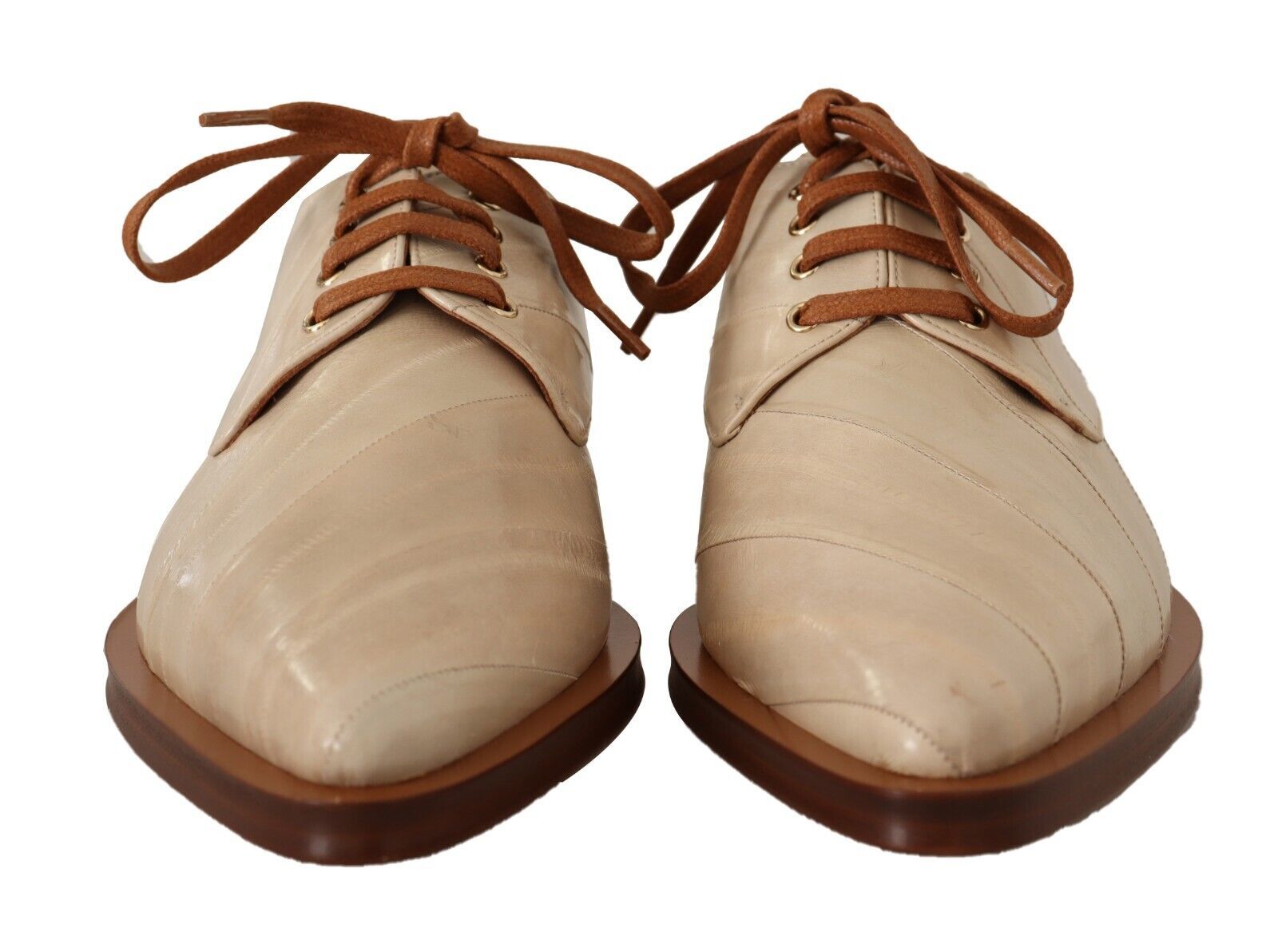 Chaussures plates à lacets en cuir d'anguille blanc Dolce &amp; Gabbana