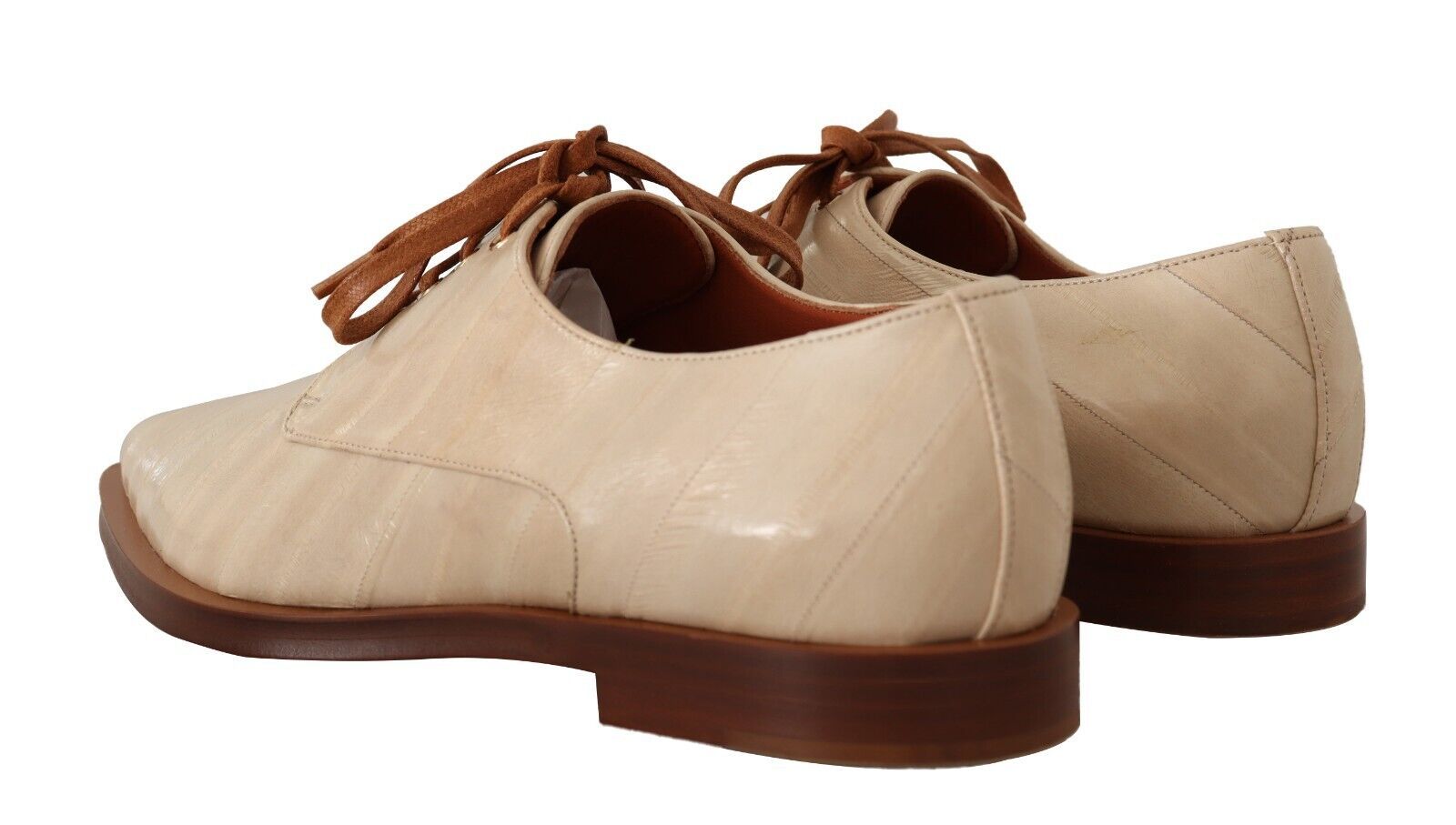 Chaussures plates à lacets en cuir d'anguille blanc Dolce &amp; Gabbana