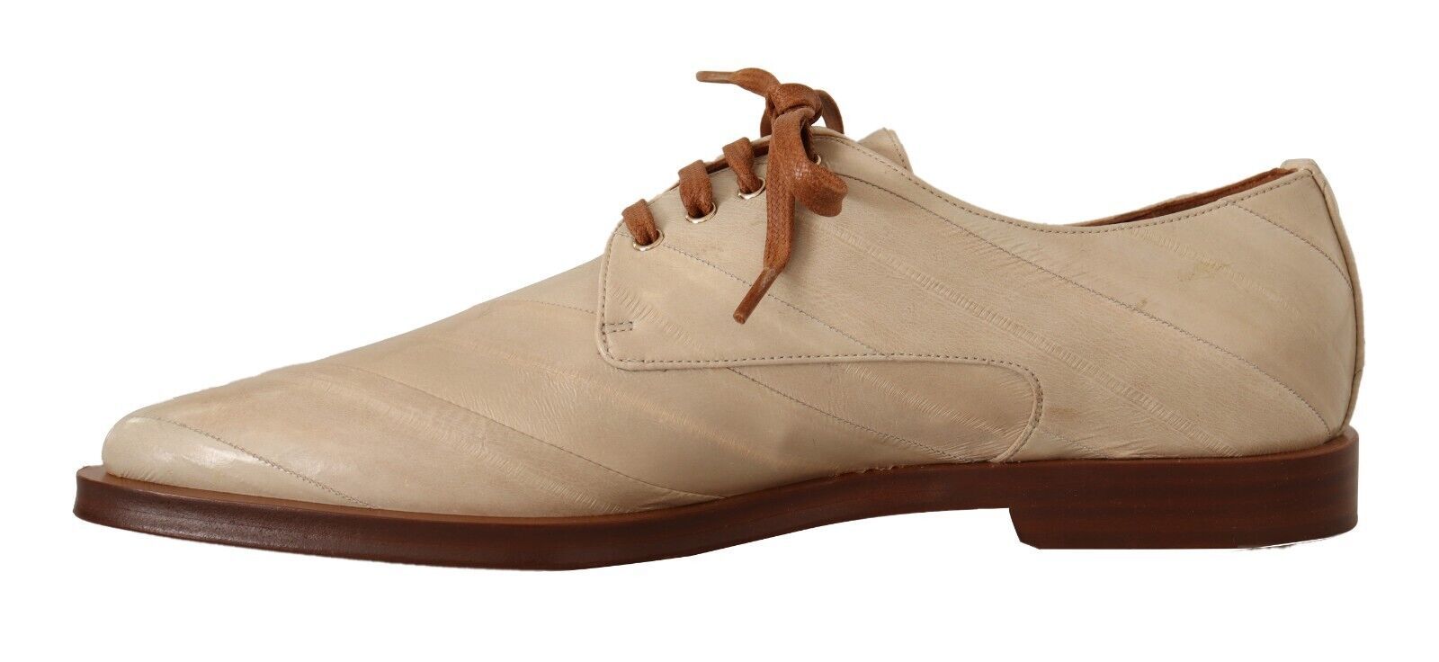 Chaussures plates à lacets en cuir d'anguille blanc Dolce &amp; Gabbana