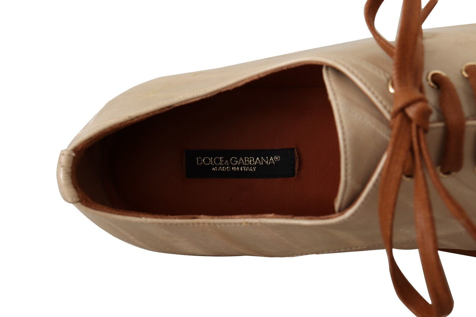 Chaussures plates à lacets en cuir d'anguille blanc Dolce &amp; Gabbana