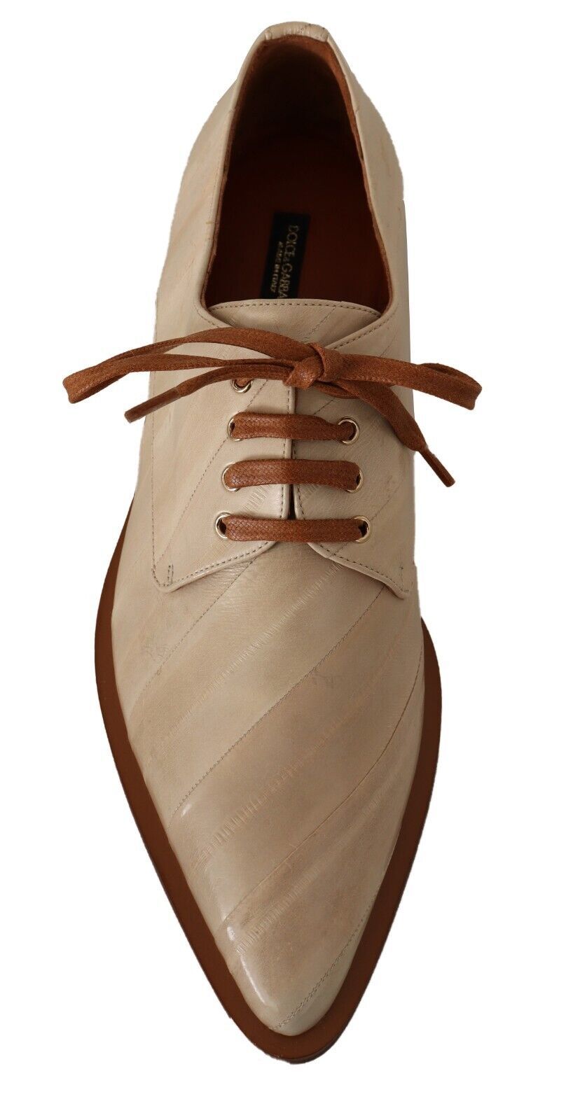 Chaussures plates à lacets en cuir d'anguille blanc Dolce &amp; Gabbana