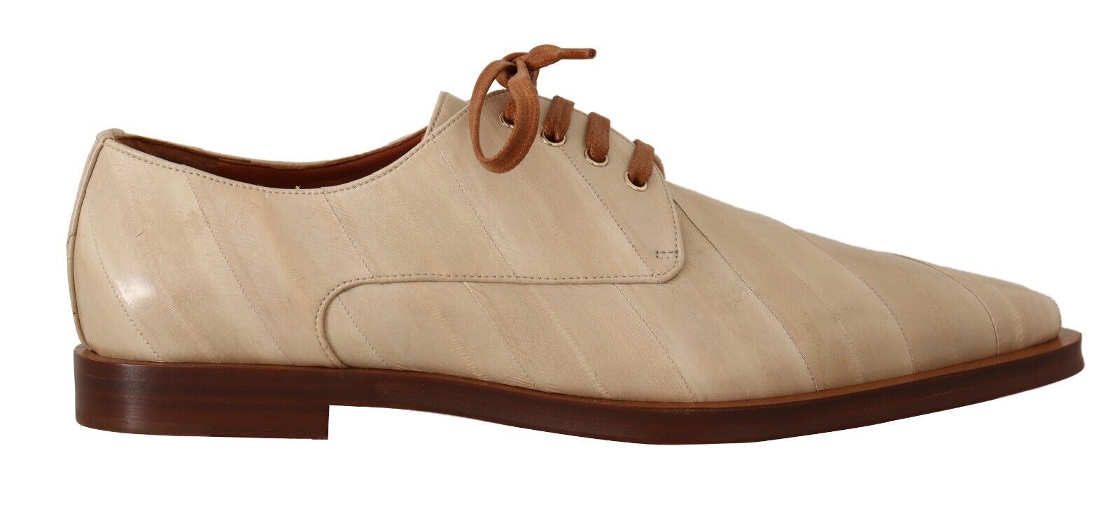 Chaussures plates à lacets en cuir d'anguille blanc Dolce &amp; Gabbana