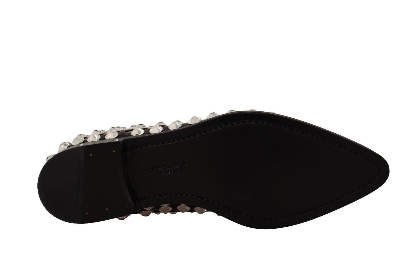 Chaussures habillées à lacets en cuir noir et cristaux Dolce &amp; Gabbana