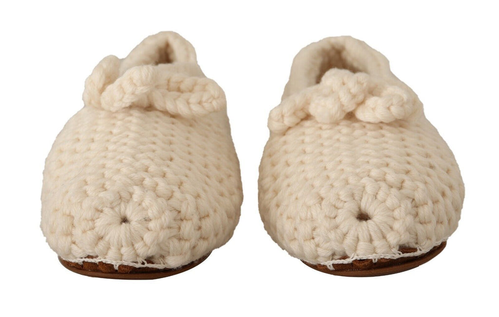 Ballerines blanches à enfiler Dolce &amp; Gabbana en tricot de laine