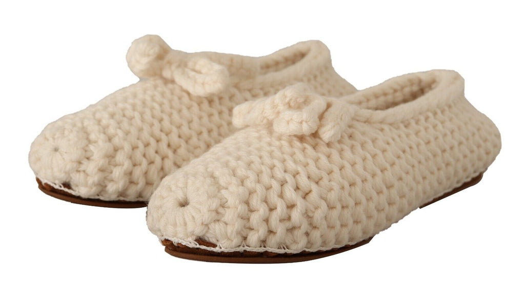Ballerines blanches à enfiler Dolce &amp; Gabbana en tricot de laine
