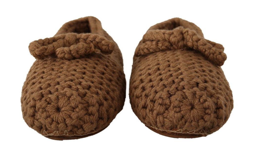 Ballerines plates à enfiler Dolce &amp; Gabbana marron en laine tricotée