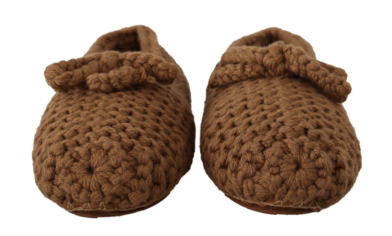 Ballerines plates à enfiler Dolce &amp; Gabbana marron en laine tricotée