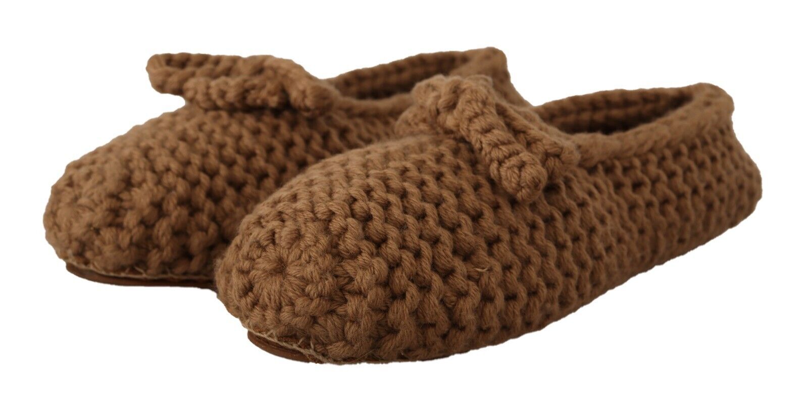 Ballerines plates à enfiler Dolce &amp; Gabbana marron en laine tricotée