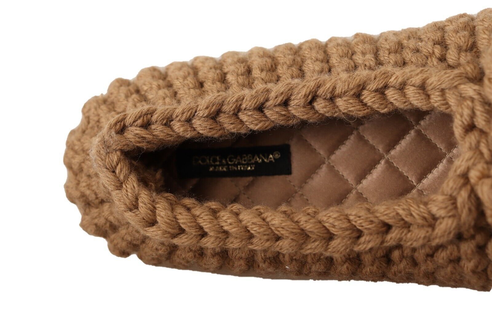 Ballerines plates à enfiler Dolce &amp; Gabbana marron en laine tricotée