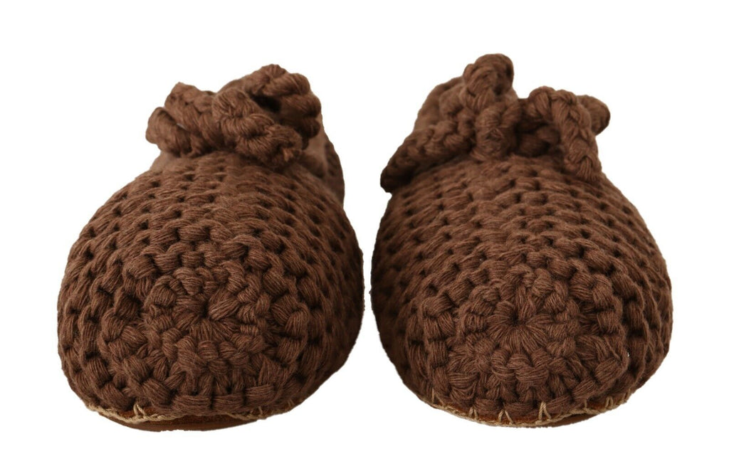 Ballerines plates à enfiler Dolce &amp; Gabbana marron en laine tricotée