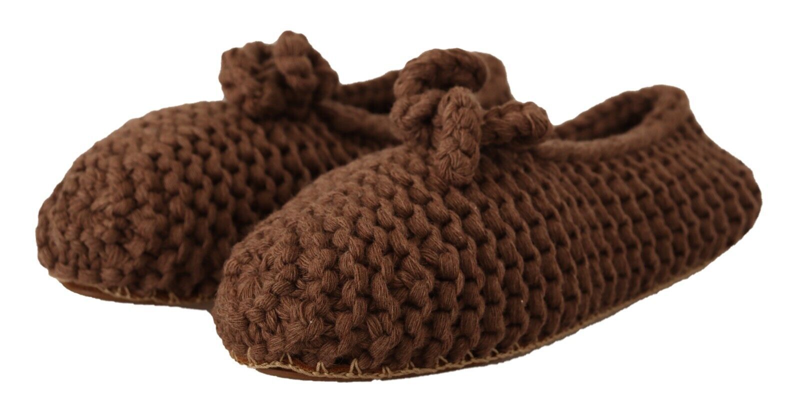 Ballerines plates à enfiler Dolce &amp; Gabbana marron en laine tricotée