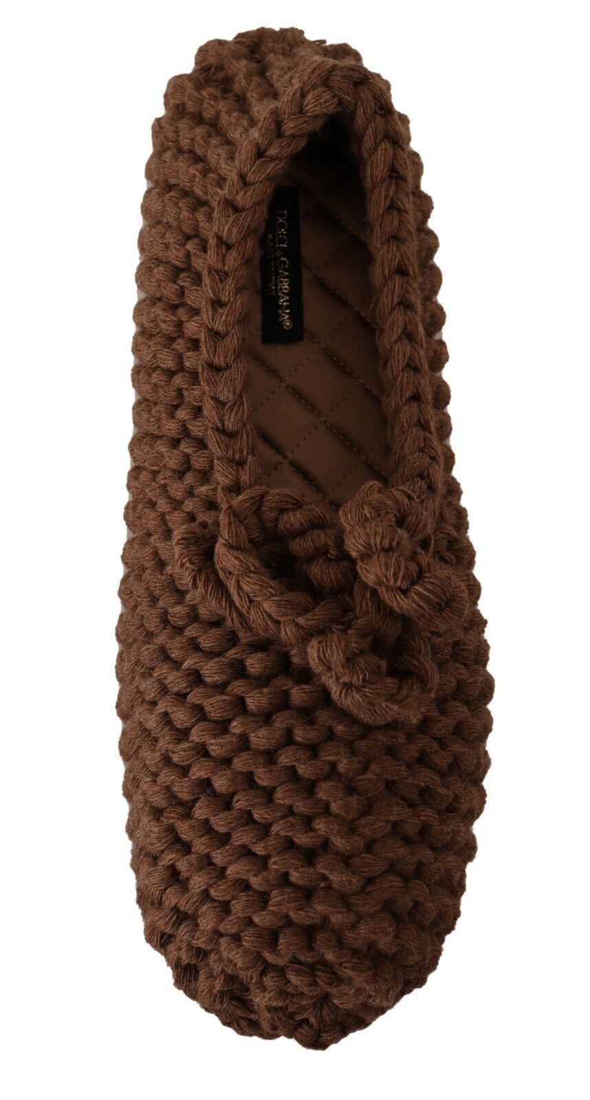 Ballerines plates à enfiler Dolce &amp; Gabbana marron en laine tricotée