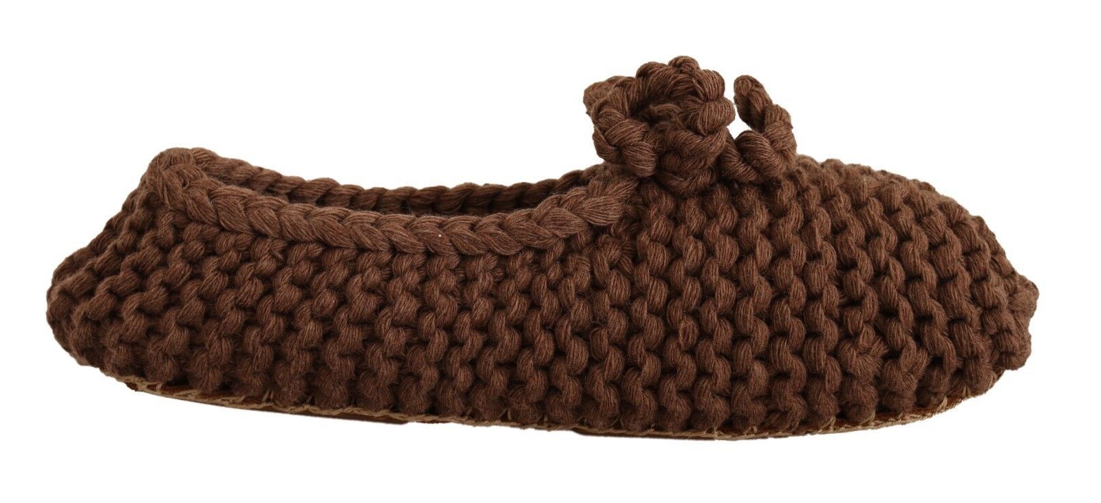 Ballerines plates à enfiler Dolce &amp; Gabbana marron en laine tricotée