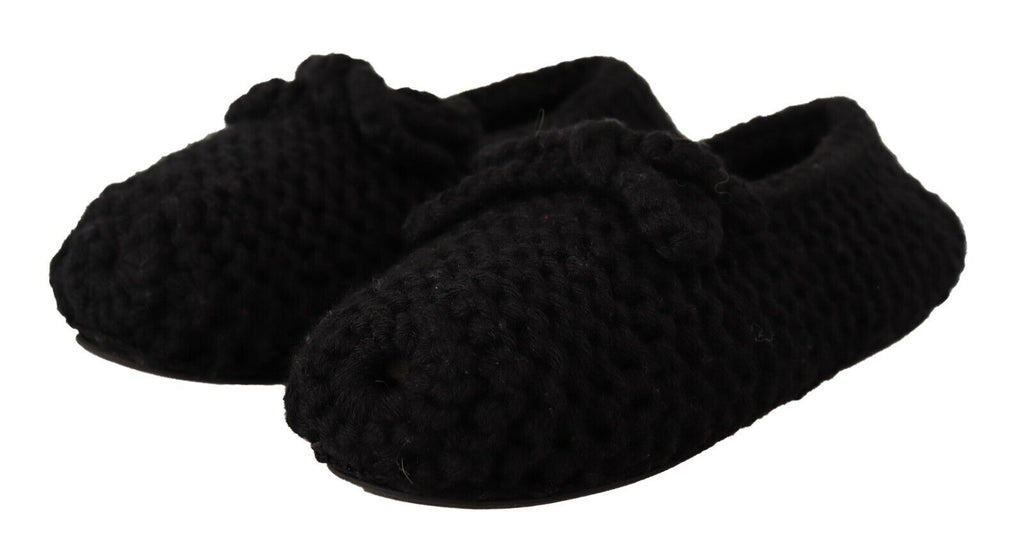 Ballerines plates noires Dolce &amp; Gabbana en tricot de laine