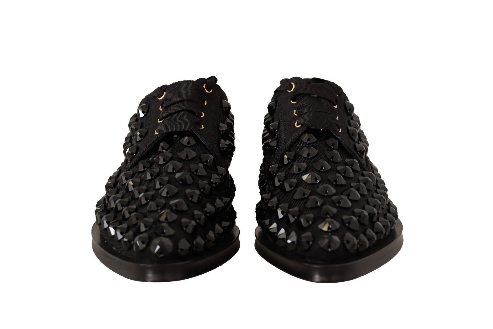 Chaussures plates noires à lacets et clous Dolce &amp; Gabbana