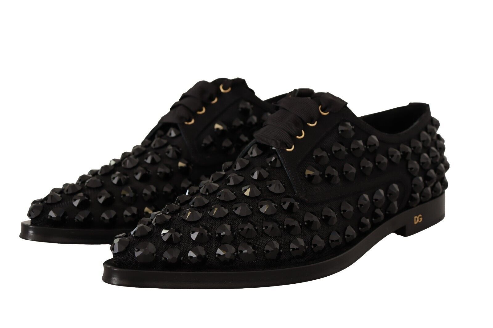 Chaussures plates noires à lacets et clous Dolce &amp; Gabbana