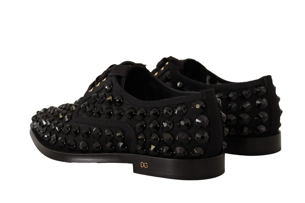 Chaussures plates noires à lacets et clous Dolce &amp; Gabbana