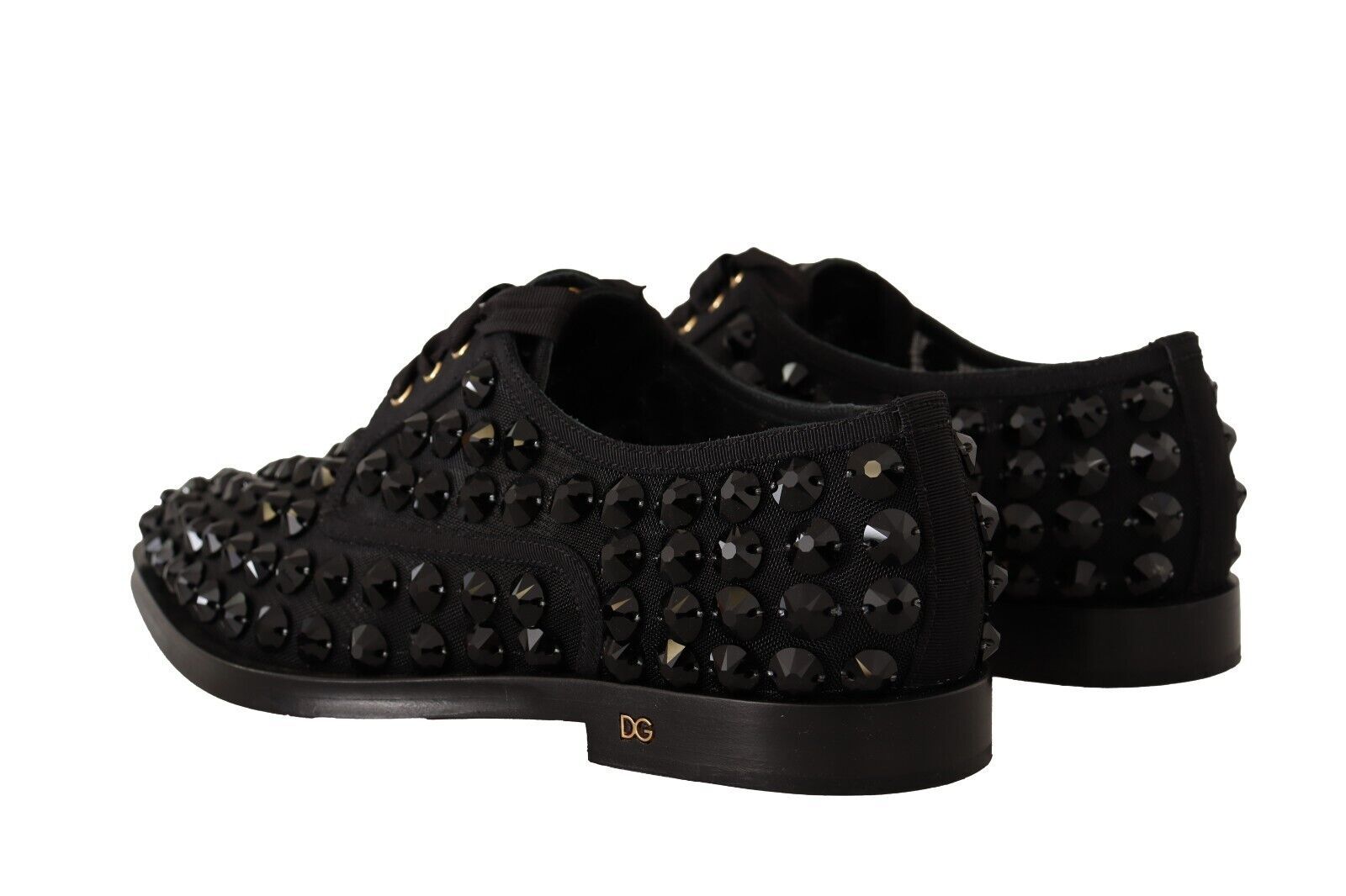 Chaussures plates noires à lacets et clous Dolce &amp; Gabbana
