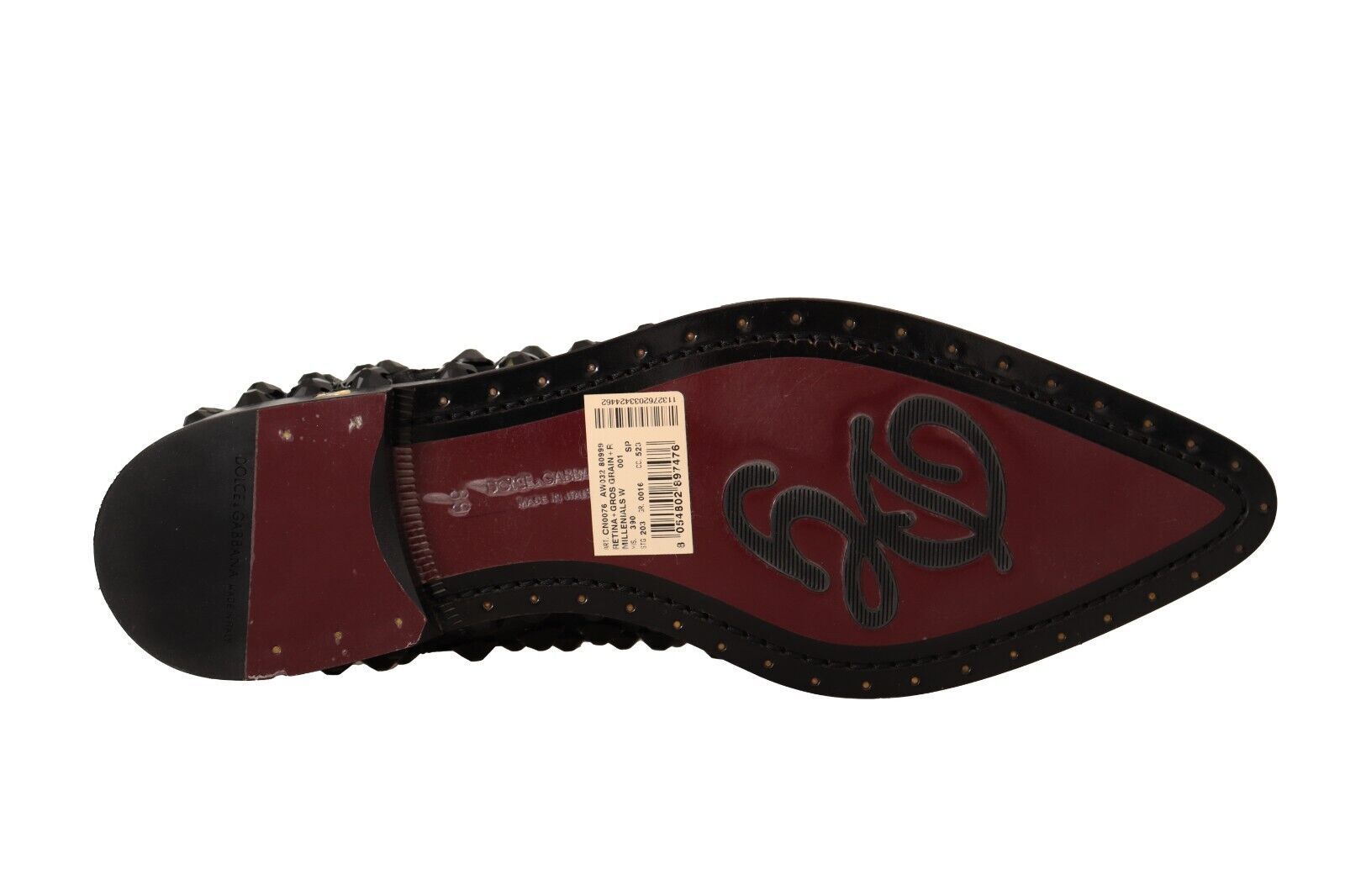 Chaussures plates noires à lacets et clous Dolce &amp; Gabbana
