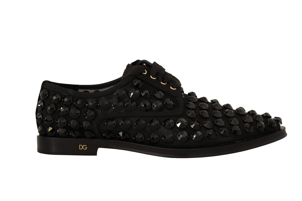 Chaussures plates noires à lacets et clous Dolce &amp; Gabbana