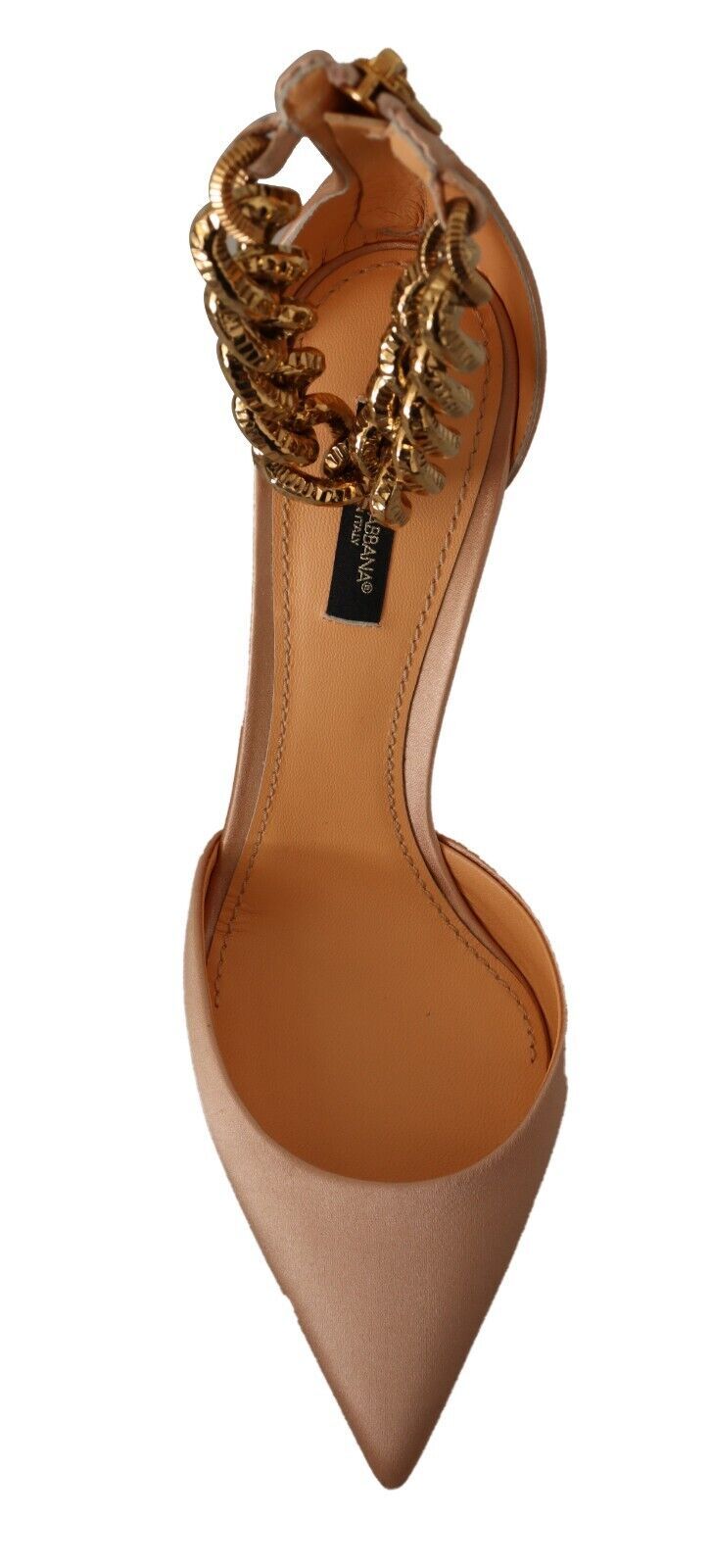 Escarpins à talons hauts Dolce &amp; Gabbana beiges avec bride à la cheville et chaîne