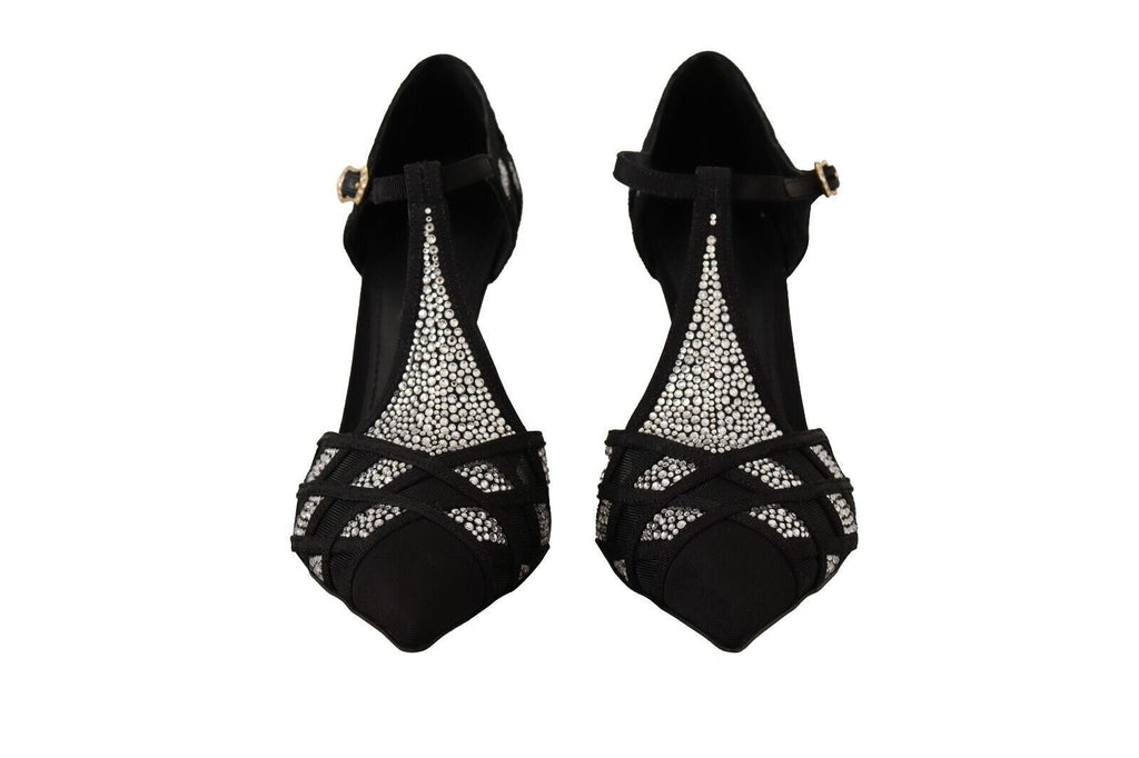 Escarpins Dolce &amp; Gabbana à talons et brides en T ornés de cristaux noirs