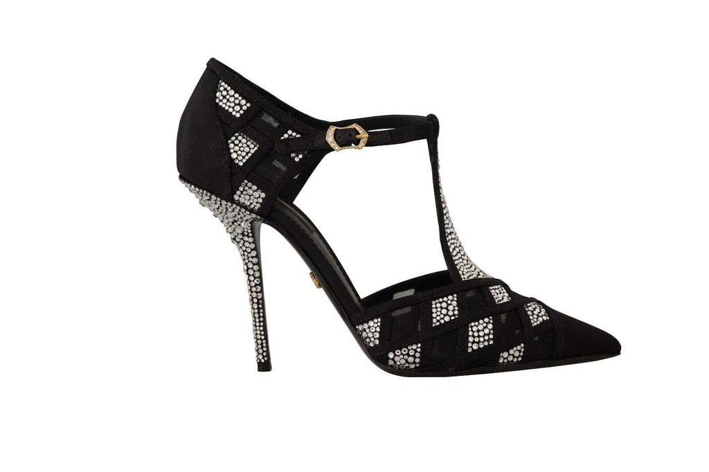 Escarpins Dolce &amp; Gabbana à talons et brides en T ornés de cristaux noirs
