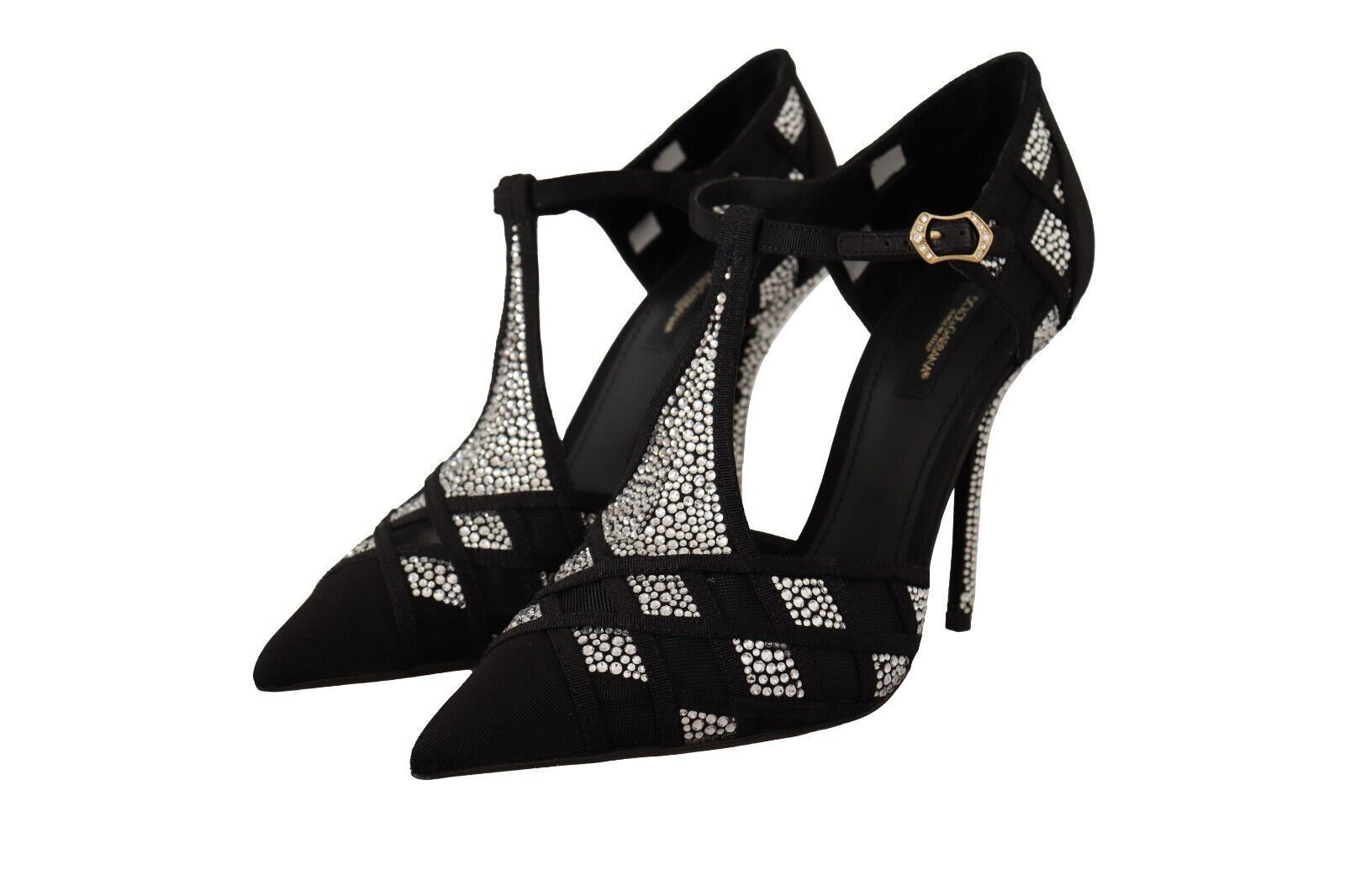 Escarpins Dolce &amp; Gabbana à talons et brides en T ornés de cristaux noirs