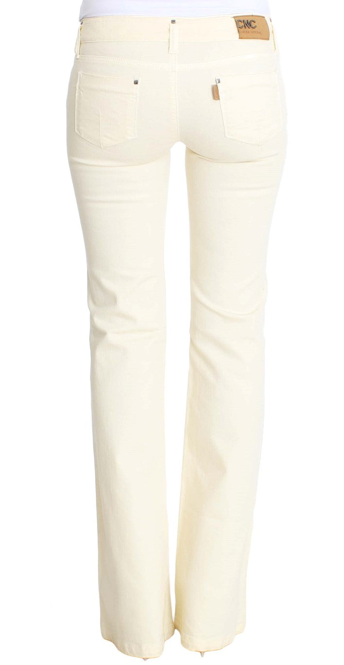 Jean évasé en coton extensible blanc Costume National