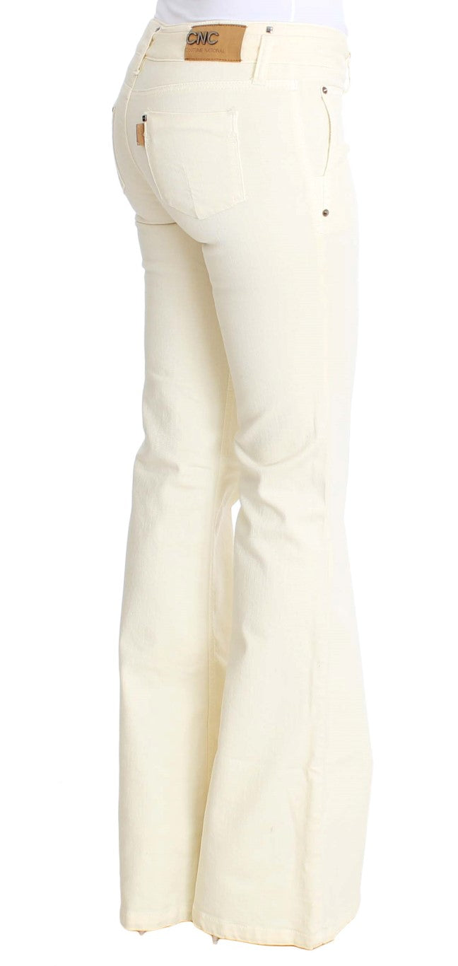 Jean évasé en coton extensible blanc Costume National