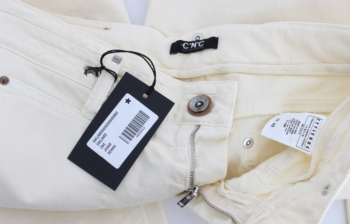 Jean évasé en coton extensible blanc Costume National