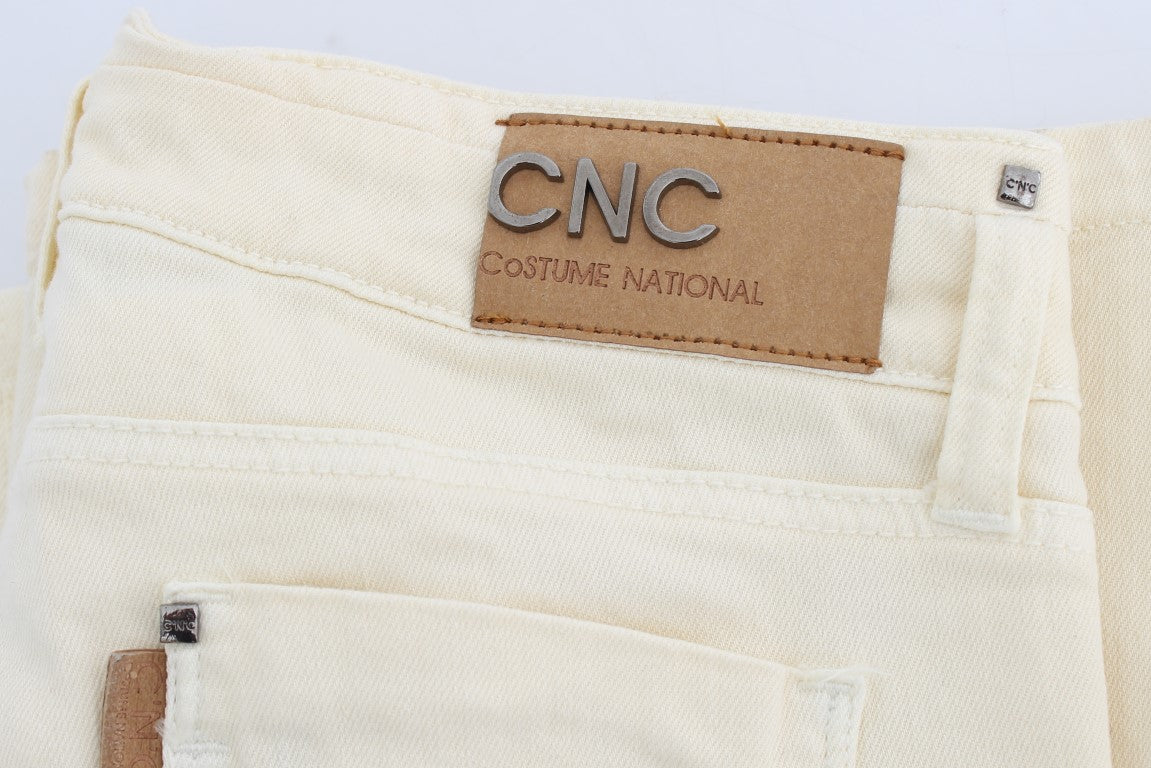 Jean évasé en coton extensible blanc Costume National