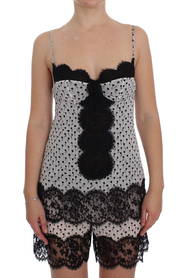 Dolce &amp; Gabbana Haut de lingerie babydoll en dentelle de soie noire