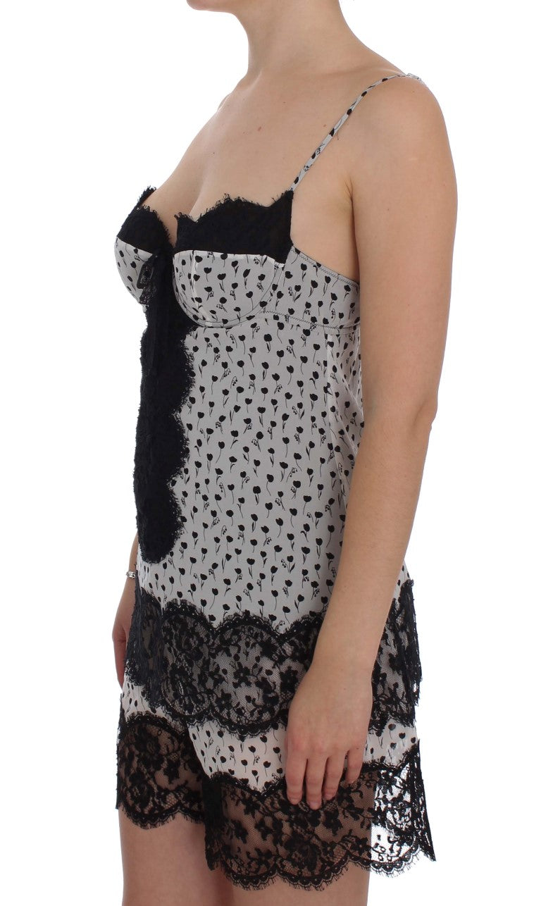 Dolce &amp; Gabbana Haut de lingerie babydoll en dentelle de soie noire