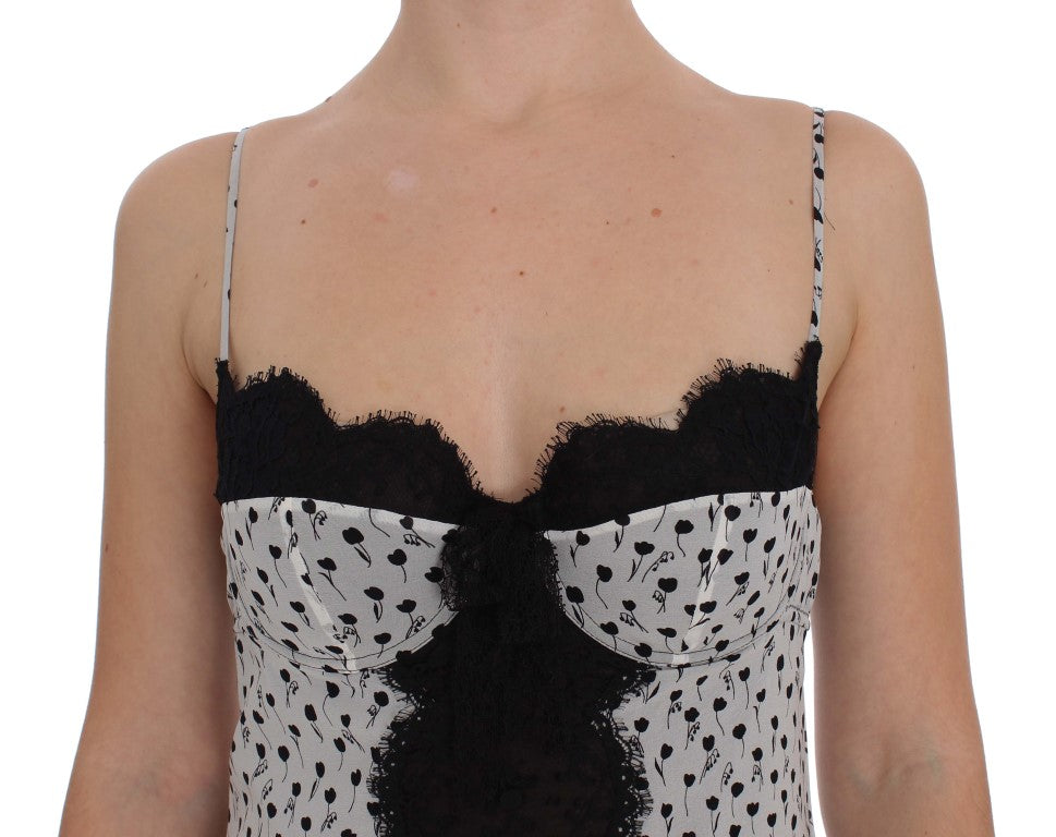 Dolce &amp; Gabbana Haut de lingerie babydoll en dentelle de soie noire