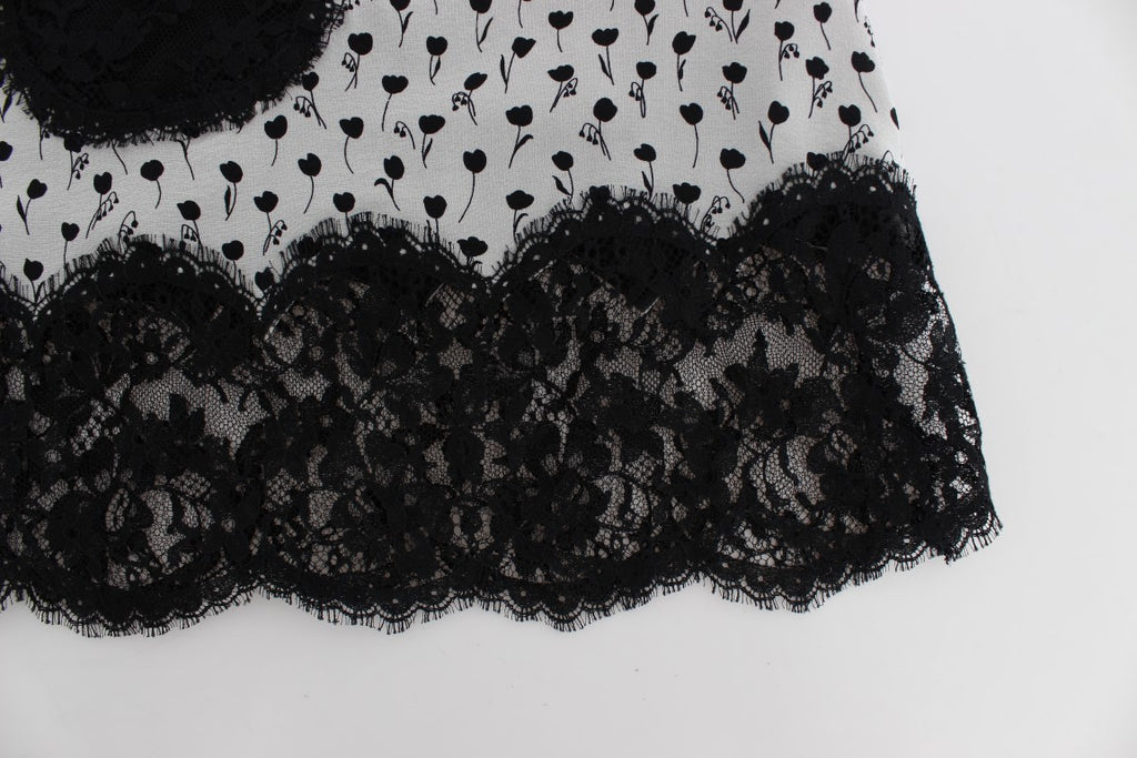 Dolce &amp; Gabbana Haut de lingerie babydoll en dentelle de soie noire