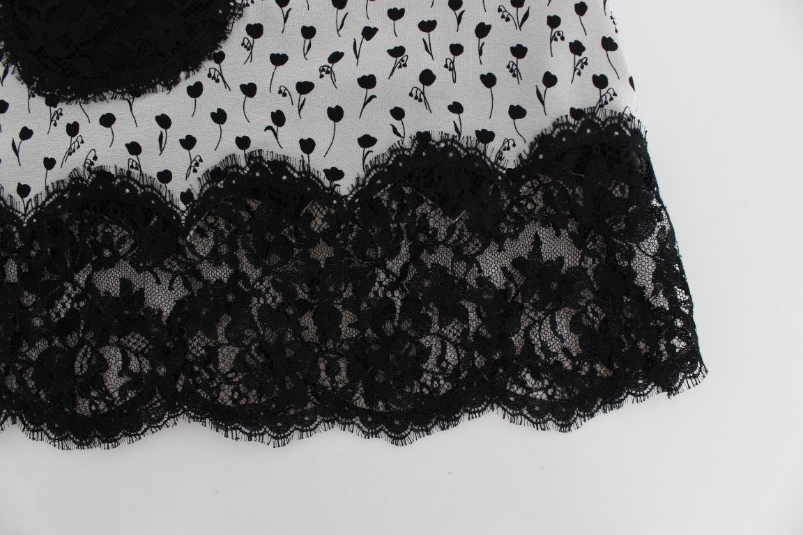 Dolce &amp; Gabbana Haut de lingerie babydoll en dentelle de soie noire